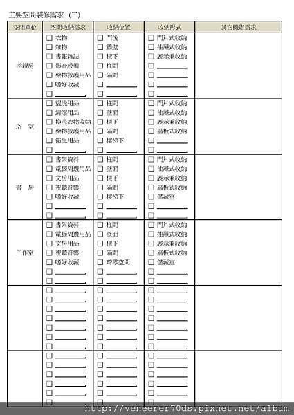 裝修需求表